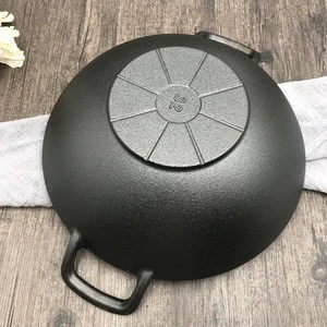 Chinese Black Pre-seasoned Cast Iron Wok for Traditional design