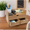 Classic universal sturdy wear well solid bamboo wooden desktop organizer
