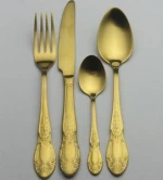 Classical Stainless Steel Cutlery Set,Copper and Gold Plated Flatware Set,Black Matte Cutlery Set
