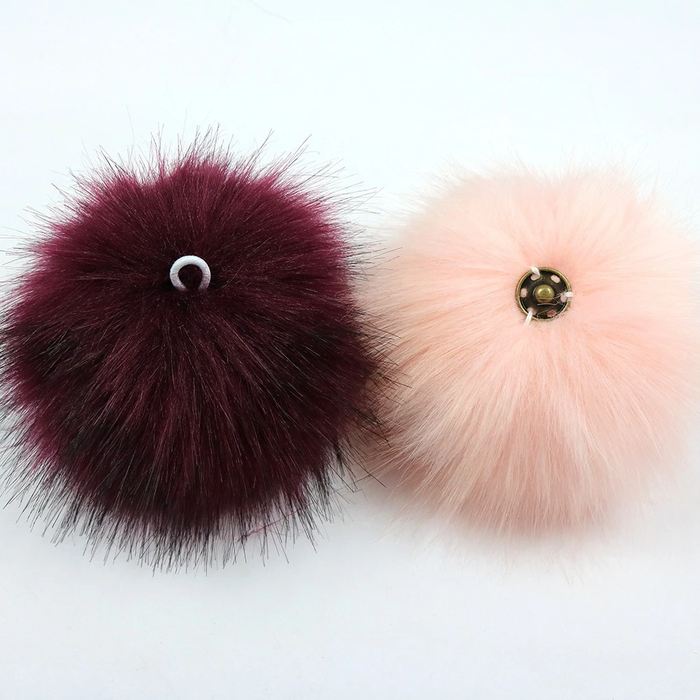 colorful Factory wholesale fake fox fur pompom or faux raccoon fur pom pom ball with snap