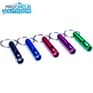 Colorful Hiking Camping Aluminum Survival Whistle with Key Chain Emergency Whistles