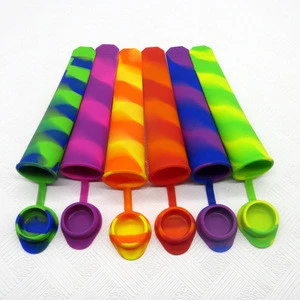 Colourful Reusable Easy-fill Silicone Popsicle Mold ice cream mold with 6 colour
