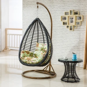 Comfortable PE handcraft  basket hanging swing chairs outdoor furniture