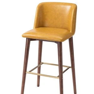 Comfortable yellow PU leather high chair for bar table