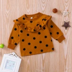 Cotton Dot Top T-shirt Baby Girl Solid Long Sleeve T Shirt Kids O-neck Toddler Shirts Autumn Girls T Shirts Bottoming Tee Top