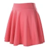 Custom design basic versatile stretchy pink flared casual skater ladies womens mini Skirt