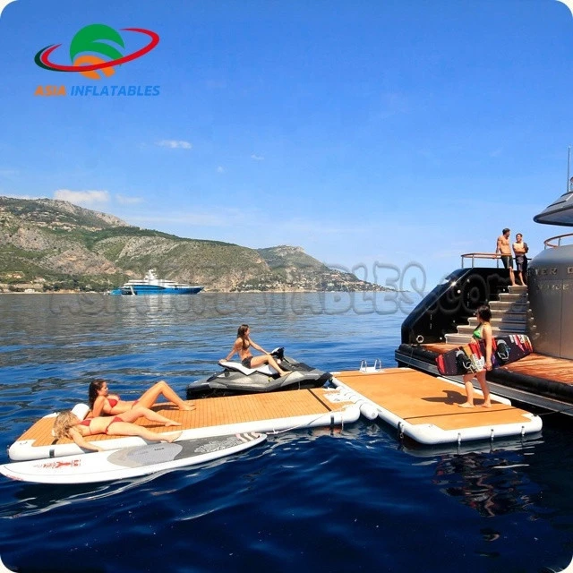 Custom Inflatable Jetski Dock, Inflatable Water Floating Island Pontoon Platform For Yacht