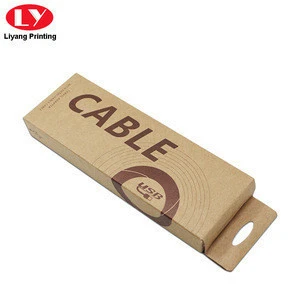 Custom Logo Printed Cable Packaging Kraft Paper Hanging Box Made in China
