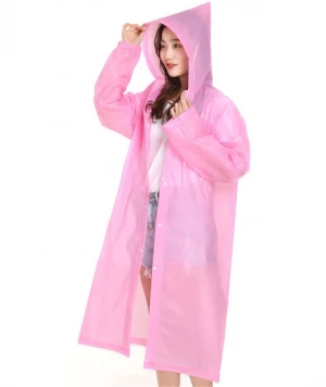 Custom Logo Printed Recyclable Adult Waterproof Hooded EVA Plastic Raincoat jacket Unisex Cheap Non Disposable Poncho Raincoat