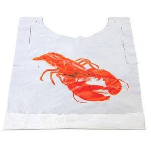 Custom Logo Printing Disposable Pe Plastic restaurant Bib With Lobster