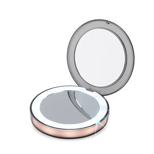 custom made pocket mirrors Metal Round Logo Customized LED makeup mirror Make Up Compact Hand Pocket Rose Gold Mirror