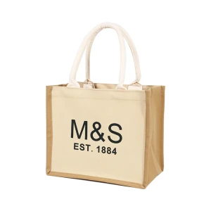 Custom Printed Eco Reusable Shopping Jute Bag / Laminated Canvas Bag