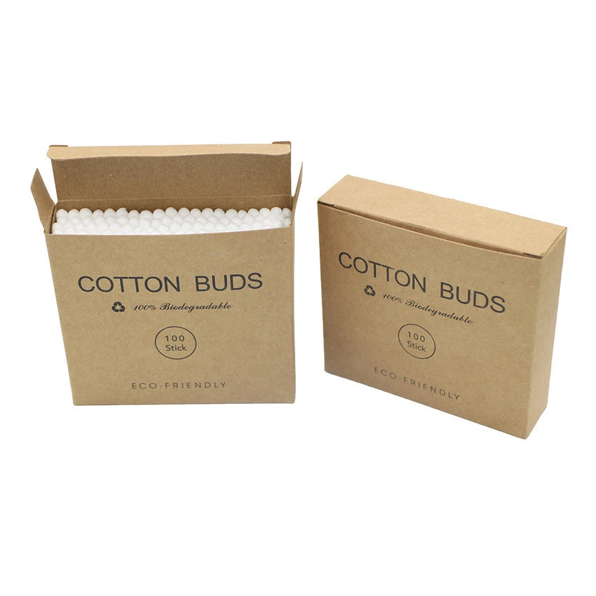 Custom private label organic eco friendly cotton bamboo stick ear cotton buds