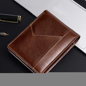 Custom purse genuine leather wallets for men rfid blocking leather men wallet