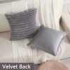 Custom Striped Decorative Soft Cozy Faux Rabbit Fur & Velvet Pillow Case 45*45cm Square Pillowcases Luxury  Sofa Cushion Covers