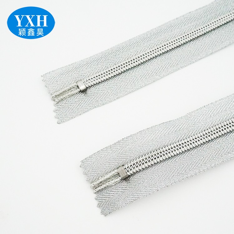 Custom two-way silver wire zipper high-grade bag handbag with ordinary teeth closed nylon zipper