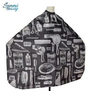 Customization pattern fashionable polyester salon apron,plastic barber hairdressing cutting cape with printed design logo
