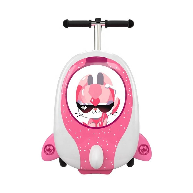Customized design 3D trolley children luggage airport suitcase kids  3 WHEEL foot kick MOBILITY scooters for teenagers