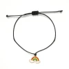Customized Logo Friendship Woven Bangle Enamel The Rainbow Charm Bracelet Jewelry Make A Wish Bracelet With Gift Card