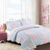 Cute Pink Blue Lace 100% Cotton Quilted Water-washing Patchwork Quilt Bedding Set