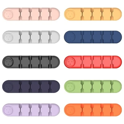 Data Charging cable organizer Bear silicone cable storage 6 holes Cable wire wrapper