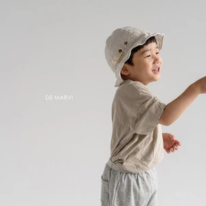 DE MARVI Kids Toddler Natural Linen Wire Bucket Hat Boys Girls Summer Fashion Korean Manufacturer MADE IN KOREA