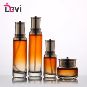 Devi Wholesale red luxury skincare body lotion cosmetic packaging glass empty container/serum/toner bottles cream jars with lid