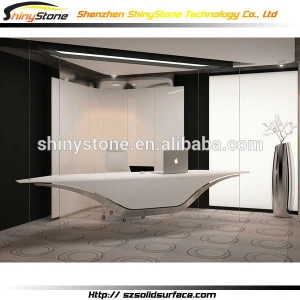 Differential yacht shape faux stone/solid surface cool office desk workstation
