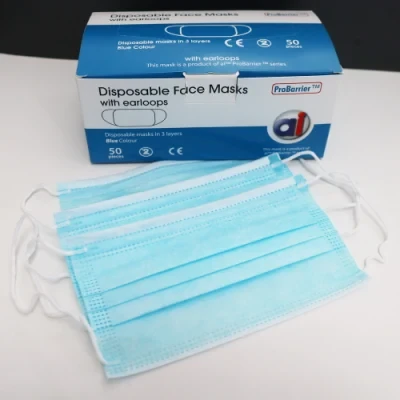 Disposable Blue Non-Woven Dust-Proof Safety Breathable Face Mask with Earloops