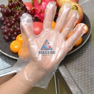 Disposable Clear Plastic HDPE Gloves , Polyethylene Waterproof PE latex free glove raw material