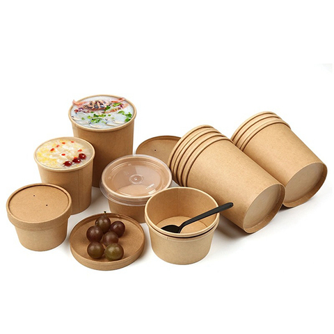 Buy Disposable Take Away Kraft Paper Salad Bowl With Pet Lid 1280ml ...