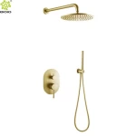 Durable Concealed 304 stainless steel Brushed Nickel Wall mounted hot and cold mixer Rainfall shower set