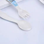 Eco friendly bamboo fiber kids cutlery baby spoon and fork for children