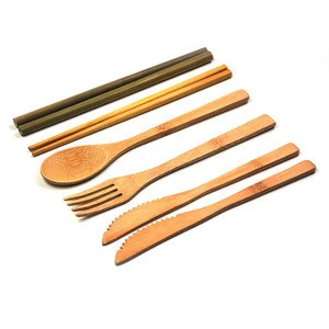 Eco-friendly bamboo kitchen accessories tableware fork knife straw