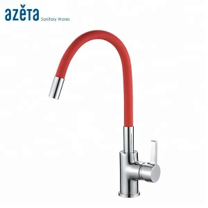 Economic Cheap Faucet Single Handle Color Silicone Rubber Flexible Hose Brass Kitchen Sink Water Mixer Tap