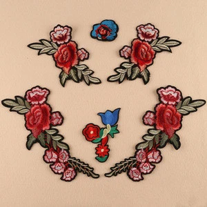 Embroidered colorful boom flower woven patch machine complicate or simple design