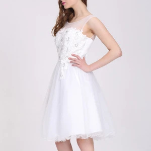 Embroidery Fashion Girl&#x27;s Evening Dress Fashion White Knee Length Girl&#x27;s Party Dress