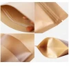 Empty Brown Kraft Paper Stand Up Pouch Food Packaging Flat Square Bottom Stand Up Pouch Zip Lock Snack Bag With Window