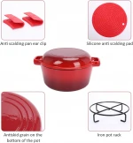 Enameled Cast Iron Multi Cooker 5.5-Quart Dutch Oven Frying Pan Cherry