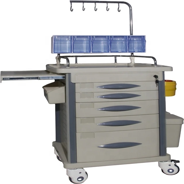 EU-TR522 Factory direct sales patient movable hospital transfer anesthesia trolley with IV pole