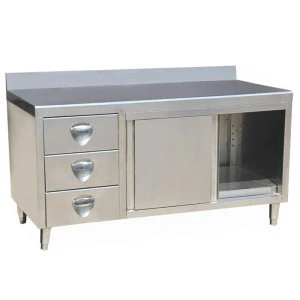 European Style Stainless Steel Kitchen Buffet Working Bench Food Table with Drawers Cabinet for Industrial Accessories Factory