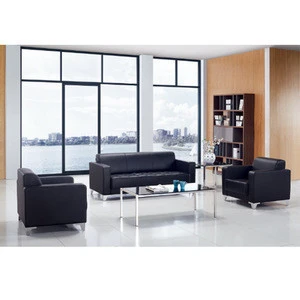 Executive office sofa black leather sofa lounge furniture