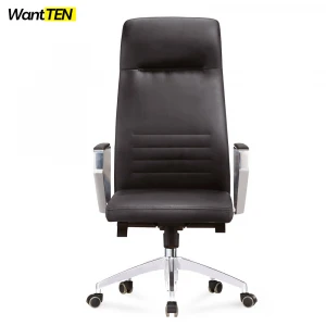Executive Seating Ergolux Genuine Leather Executive Hi Swivel Chair Aluminum Chrome Base with Headrest
