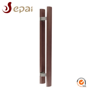External solid wooden entry door special pull handle