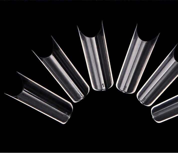Extra Long Curved C Shape Artificial Fingernail Tips TD202005290 Wholesale 550PCS/BAG Clear/Natural Half-cover False Nail Tips