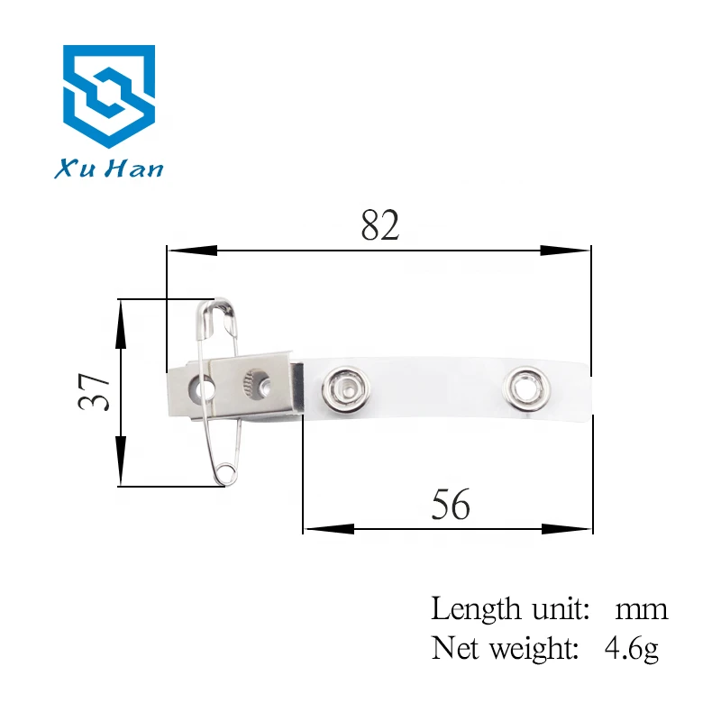 Factory direct sale, hot sell high quality metal badge clip with plastic strap for ID badge.