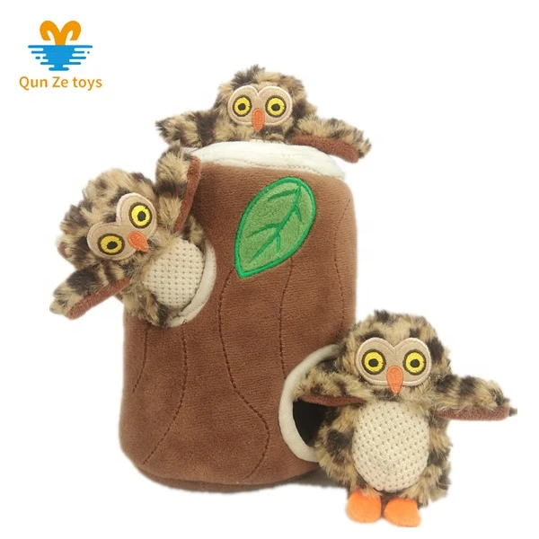Factory In Stock Wholesale Realistic High-pile Stuffed Animal Squeaker Owl Plush Pet Toy