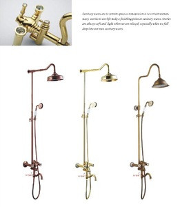 Factory price Antique brass dual handle shower faucet plumbing accessories bathroom fitting