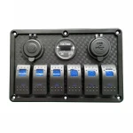 Factory price Hot 6 gang USB power socket Rocker Switch Panel Waterproof For Marine Boat Bus