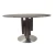 Import Factory sells modern  black patterned glass tops and metal  round dining tables ,dining room furniture from China